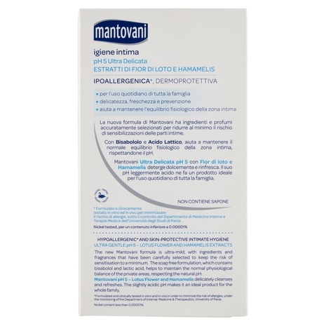 mantovani igiene intima pH 5 Ultra Delicata Estratti di Fior di Loto e Hamamelis 250 ml